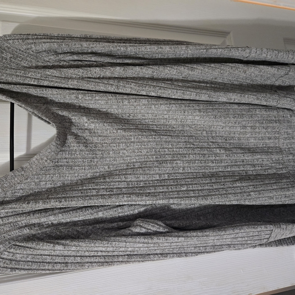 Gray Ribbed Knit Sweater